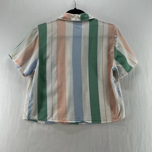 Marine Layer Doze Resort Shirt Womens XS Short Sleeve Pastel Striped Multicolor - Picture 5 of 9